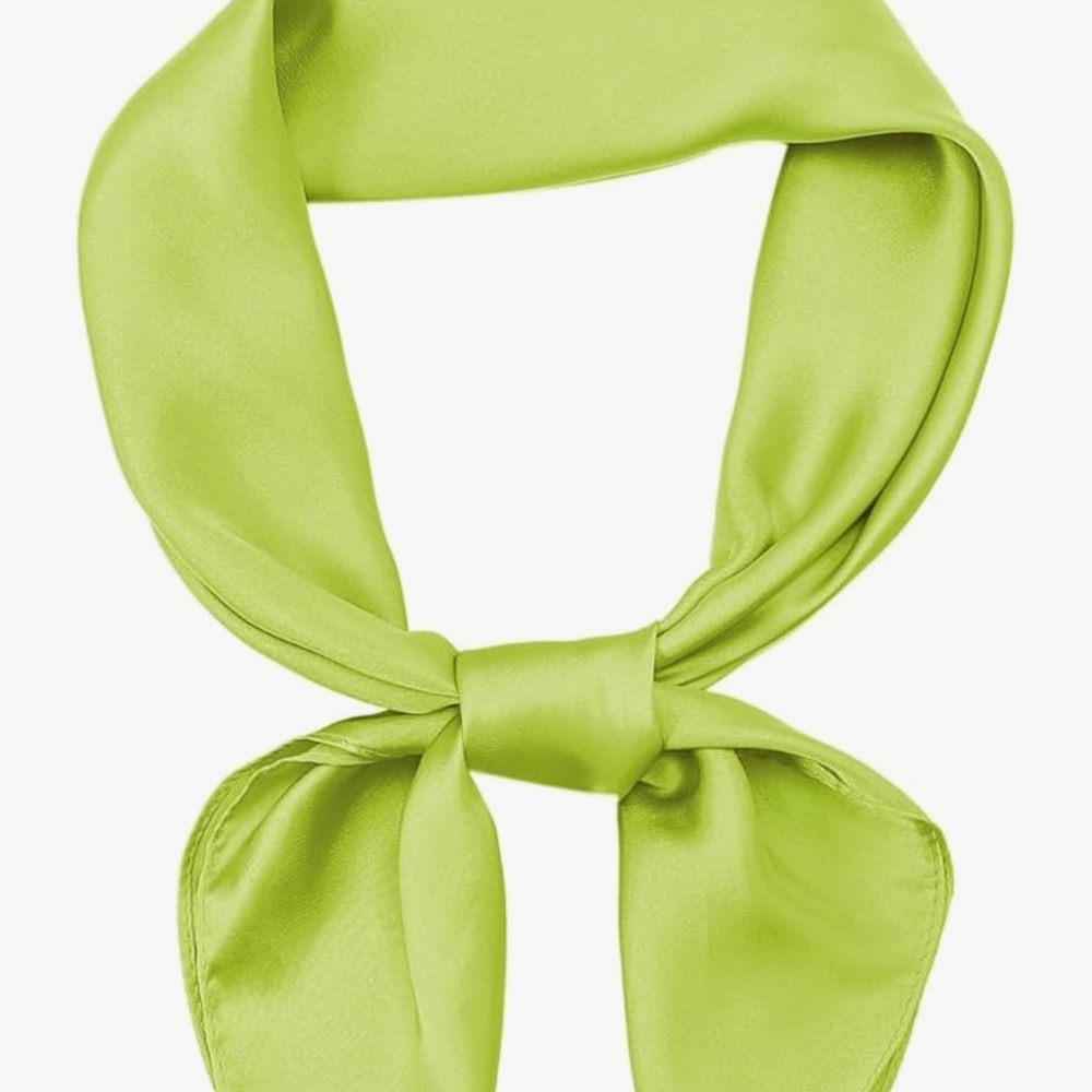 Elegant Lime Green Satin Headscarf - Picture 2 of 4